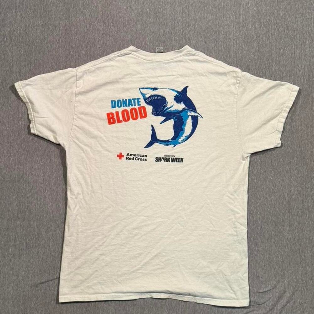 Shark Week american red cross white cotton graphic tee  Size M